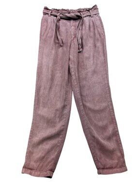 American Eagle Womens Belted Paperbag Trouser Pants Size 6 Pink Lyocell Casual